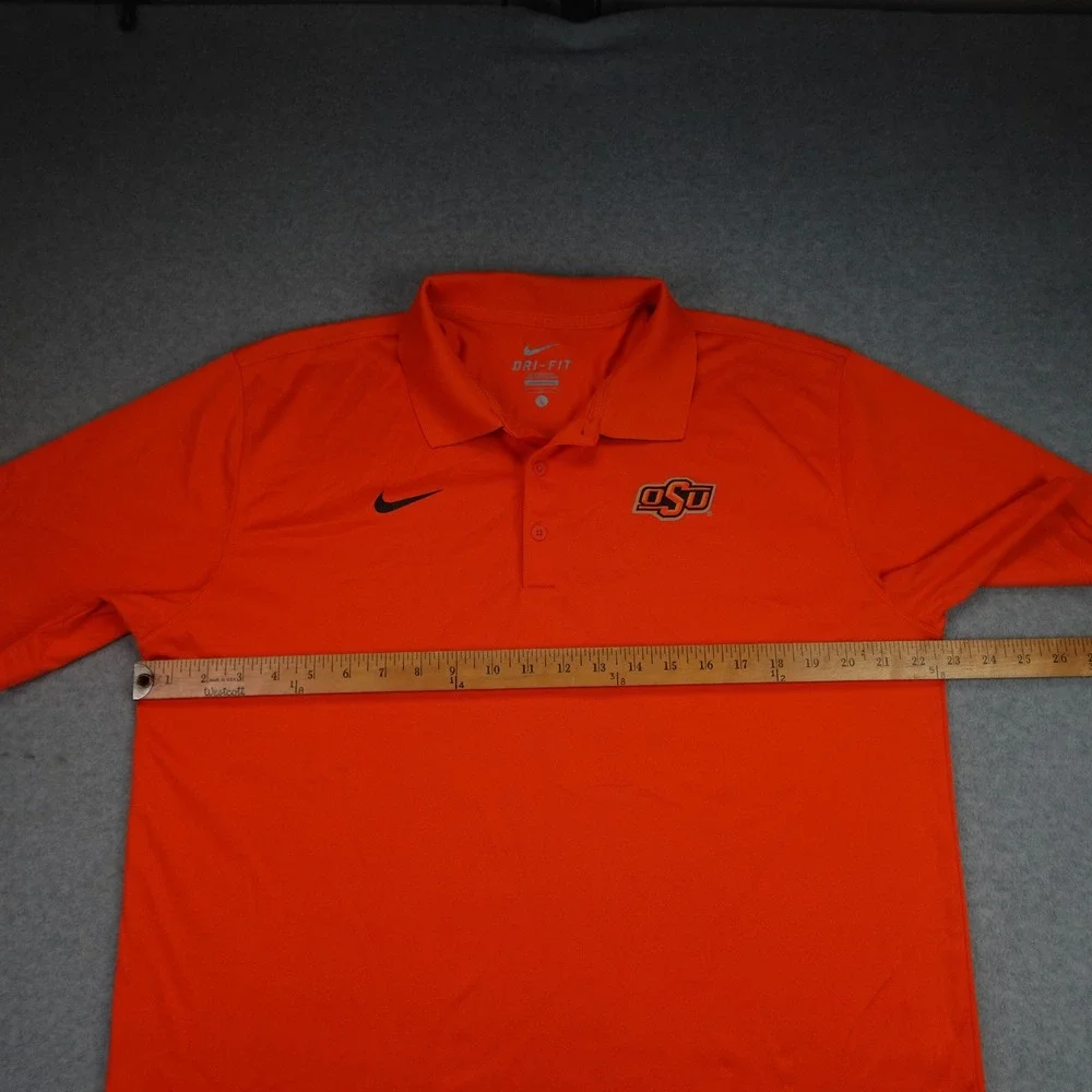 Oklahoma OSU Cowboys Polo Shirt Mens Large Orange Nike Dri-FIT Athletic NCAA